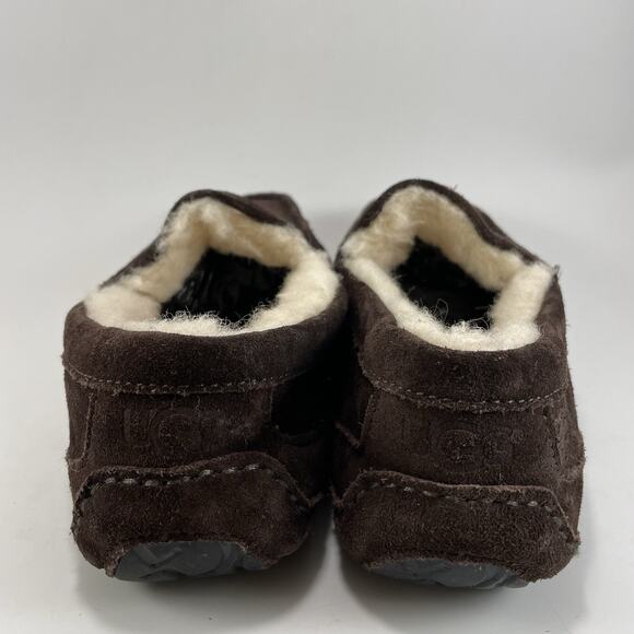 UGG Ascot Shearling Lined Slippers Mens Size 7 Brown Suede Slip In Moccasins - Picture 4 of 9